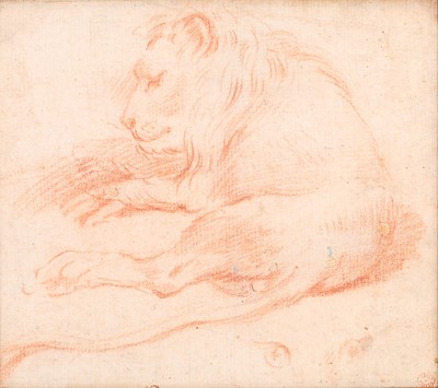 Lot 2 - DUTCH SCHOOL (18TH CENTURY) A Seated Lion red...