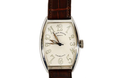 Lot 381 - FRANK MULLER. A STAINLESS STEEL AUTOMATIC...