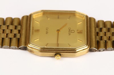 Lot 346 - Omega. A 10K gold plated quartz bracelet watch....
