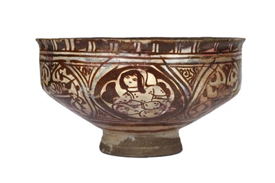 Lot 48 - A COPPER-LUSTRE POTTERY BOWL WITH FIGURAL...