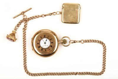 Lot 291 - Syren. A 9K gold half hunter pocket watch....