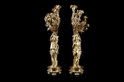 Lot 136 - A PAIR OF 19TH CENTURY FRENCH GILT BRONZE...