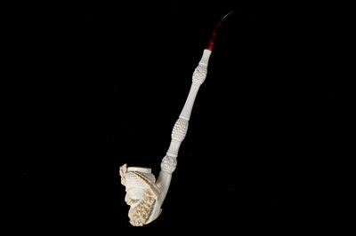 Lot 114 - A 19TH CENTURY MEERSCHAUM PIPE CARVED IN THE...