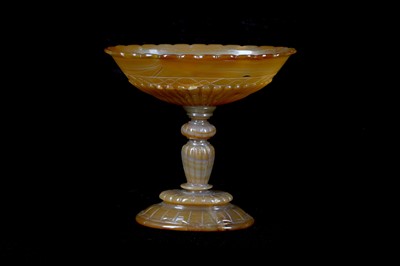 Lot 109 - A 19TH CENTURY GERMAN CARVED AGATE TAZZA the...