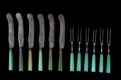 Lot 112 - A SET OF TWELVE 18TH CENTURY GREEN STAINED...