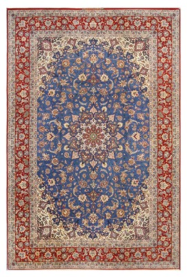 Lot 19 - A VERY FINE PART SILK SIGNED ISFAHAN CARPET,...