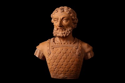 Lot 12 - A TERRACOTTA BUST OF A SOLDIER, PROBABLY SOUTH...