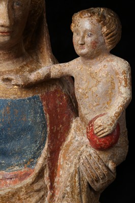 Lot 3 - A MID 14TH CENTURY FRENCH POLYCHROME, GILDED...