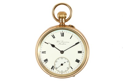 Lot 406 - J. W. Benson. A 9K gold open face pocket watch....