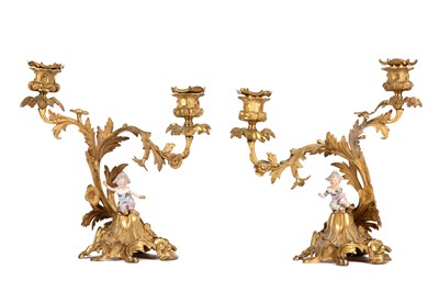 Lot 158 - A PAIR OF LATE 19TH CENTURY ROCOCO STYLE GILT...