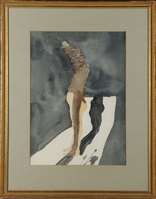 Lot 419 - A framed watercolour of figure 'removing a...