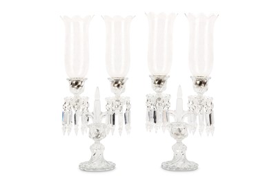 Lot 53 - A FINE PAIR OF BACCARAT TWIN-BRANCH MOULDED...