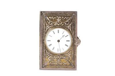Lot 209 - A 19TH CENTURY SILVER AND GILT WATCH HOLDER...