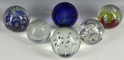 Lot 357 - Six large paperweights to include a single...