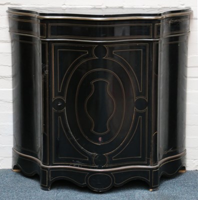 Lot 451 - A Napoleon IV swept front cabinet, ebonised...