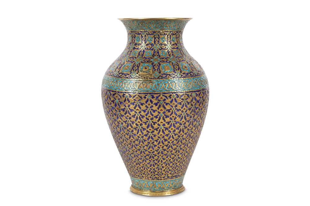 Lot 182 - A LARGE ENAMELLED GILT-COPPER VASE Kashmir,...