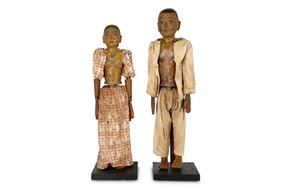 Lot 177 - TWO INDIAN POLYCHROME-PAINTED WOODEN PUPPETS ...