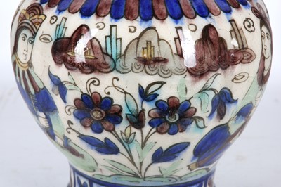 Lot 136 - A QAJAR POTTERY VASE WITH FIGURAL DECORATION...