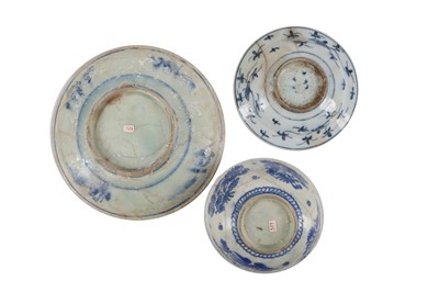 Lot 111 - TWO SAFAVID BLUE AND WHITE POTTERY DISHES AND...