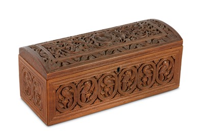 Lot 180 - A CARVED SANDALWOOD LIDDED BOX  South India,...