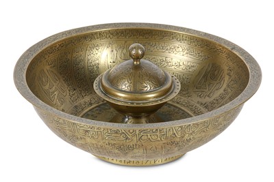 Lot 124 - A BRASS 'MAGIC' BOWL Iran or Central Asia,...