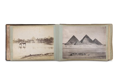 Lot 97 - A BLACK AND WHITE PHOTO ALBUM WITH VIEWS OF...