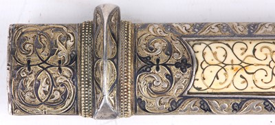 Lot 81 - AN IVORY-INLAID AND SILVER-MOUNTED CAUCASIAN...