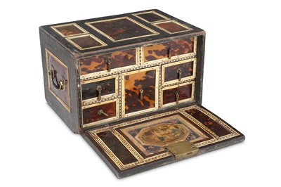Lot 203 - AN INDO-PORTUGUESE TORTOISE SHELL-INLAID...