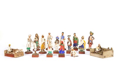 Lot 178 - SIXTEEN PAINTED TERRACOTTA INDIAN FIGURINES...