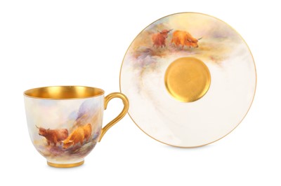 Lot 24 - A ROYAL WORCESTER PORCELAIN COFFEE CUP AND...