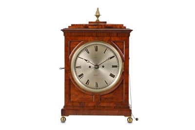 Lot 196 - A REGENCY MAHOGANY FUSEE BRACKET / TABLE CLOCK...