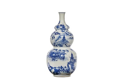 Lot 285 - A CHINESE BLUE AND WHITE ‘LANDSCAPE’ TRIPLE...