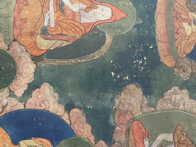 Lot 556 - A TIBETAN THANGKA PAINTING. Ink and colour on...