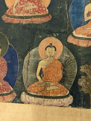 Lot 556 - A TIBETAN THANGKA PAINTING. Ink and colour on...