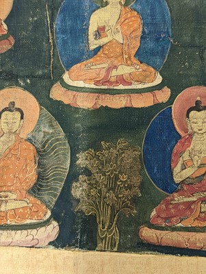 Lot 556 - A TIBETAN THANGKA PAINTING. Ink and colour on...