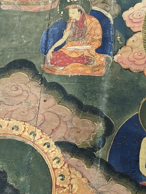 Lot 556 - A TIBETAN THANGKA PAINTING. Ink and colour on...