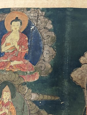 Lot 556 - A TIBETAN THANGKA PAINTING. Ink and colour on...