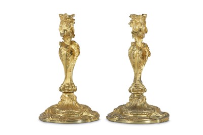 Lot 69 - A PAIR OF MID 19TH CENTURY FRENCH GILT BRONZE...