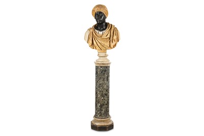 Lot 95 - A 20TH CENTURY FAUX MARBLE BUST OF A MOOR IN...