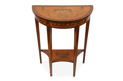 Lot 79 - A 19TH CENTURY SHERATON STYLE SATINWOOD AND...