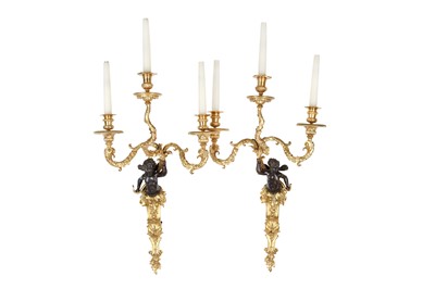 Lot 92 - A LARGE PAIR OF LOUIS XVI STYLE GILT AND...