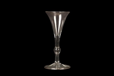 Lot 213 - A LIGHT BALUSTER WINE GLASS OF 'KIT KAT' TYPE,...