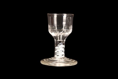 Lot 222 - AN OPAQUE TWIST FIRING GLASS, circa 1765, the...