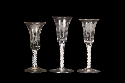 Lot 217 - THREE DUTCH ENGRAVED JACOBITE OPAQUE TWIST...