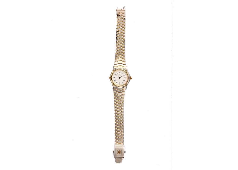 Lot 321 - EBEL. A TWO-TONE STAINLESS STEEL AND GOLD...