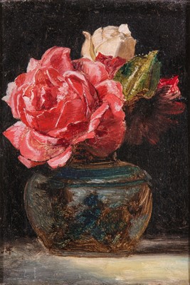 Lot 366 - JOHN LA FARGE (AMERICAN 1835-1910)  Roses in a...