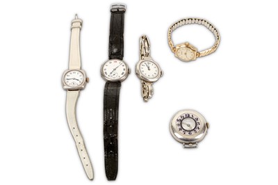 Lot 646 - A COLLECTION OF 5 1920's MANUAL WATCHES. - 9K...