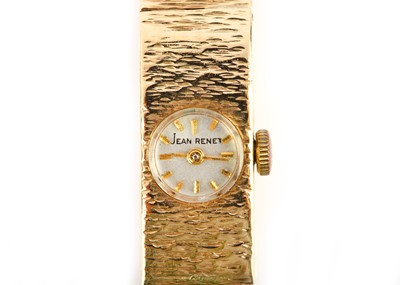 Lot 318 - JEAN RENET. A LADIES 9K GOLD MANUAL WIND...