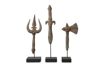 Lot 287 - THREE SCULPTURAL BRONZE ACCOUTREMENTS Possibly...