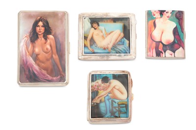 Lot 172 - A mixed group of four Erotica silver cigarette...